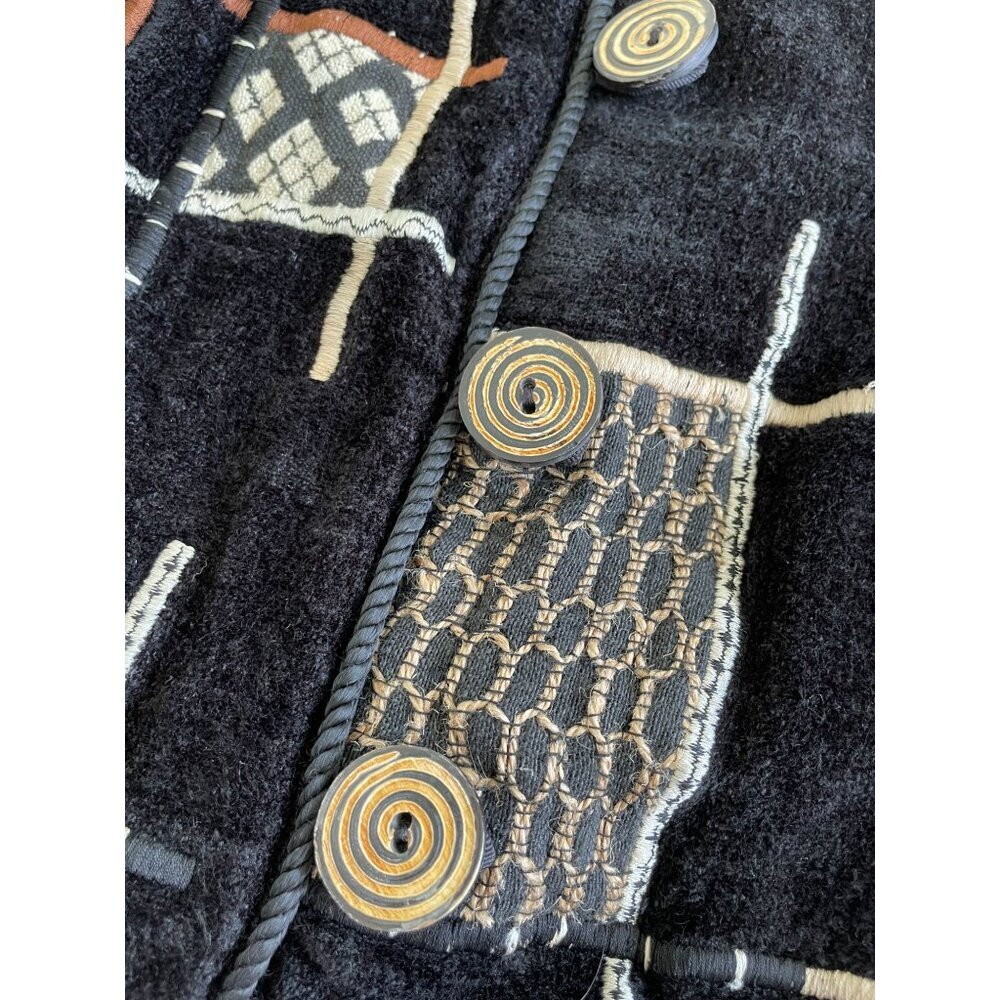 VTG Alex Kim Velvet Blend Button Jacket Abstract Embroidory Design Grandmacore - Picture 9 of 11